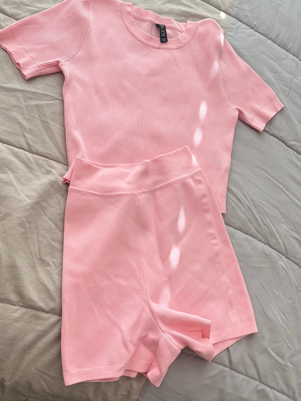 Cotton On Body Pastel Pink Ribbed Short Sleeve Crew